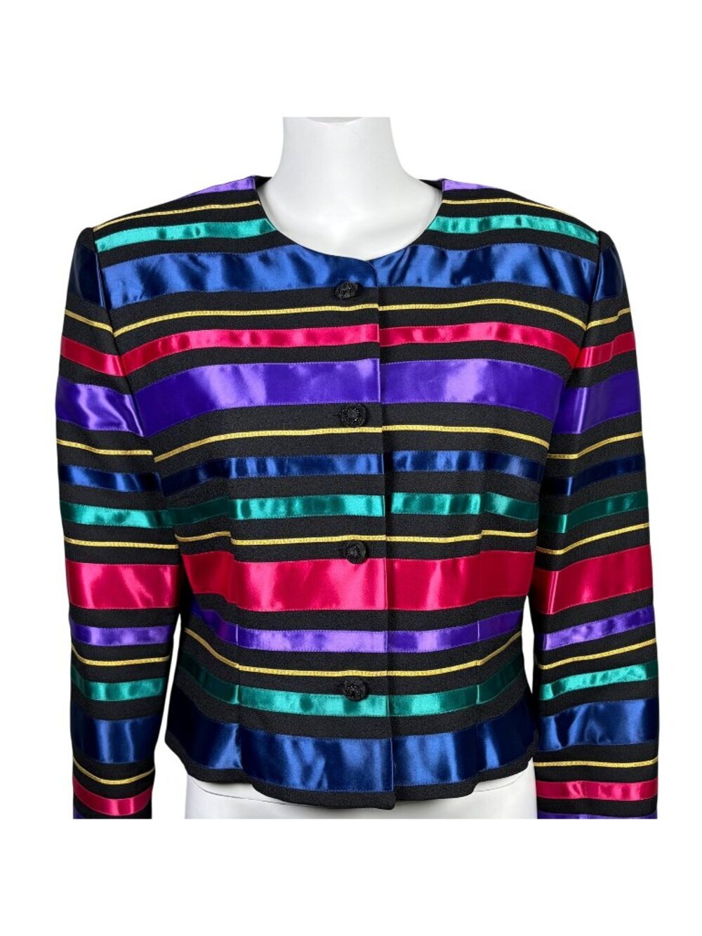 Talbots Multicolored Striped Satin Blazer Jacket Womens 16